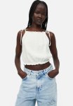 Tie-strap Frill-trimmed Top - White