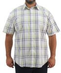 Mens Short Sleeve Check Shirt - 10XL Blue wht