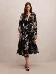 Saskia Pleat Wrap Midi Dress - 20 Dark Lula Floral