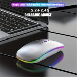 Rechargeable LED Backlight Wireless Mouse Ultra-thin 2.4G 5.2 Dual-mode Silent Portable USB Optical Gaming Mouse Universal Compa