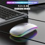 Rechargeable LED Backlight Wireless Mouse Ultra-thin 2.4G/5.2 Dual-mode Silent Portable USB Optical Gaming Mouse Universal Compatibility For Laptops/desktops/tablets