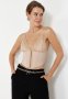 Crop Lined Agraffiti Woven Lace Bustier - Stone