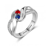 CRI103848 - 925 Sterling Silver Personalized Names & Birthstones Ring