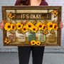 Sunflower 'It's Okay' Canvas Art Print - Unframed Ready To Hang Wall Decor For Living Room & Bedroom Perfect Home Office Or Dining Room