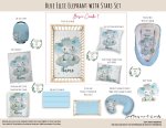 Cot Duvet Bedding Ellie Elephant Blue Ellie Elephant With Stars Set