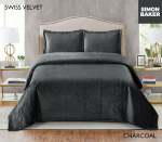 Simon Baker Swiss Velvet Bedspread - Charcoal Various Sizes - King - 270CM X 270CM + 2 Pillowcases 50CM X 70CM + 5CM
