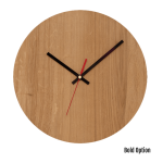 Quinn Wall Clock In Oak - 300MM Dia Clear Varnish Bold Red Second Hand