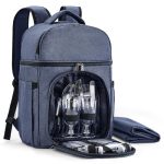 Vogano Picnic Backpack & Accessories Insulated Picnic Set For 2 Person With Dual Compartments Lightweight Blanket Cutlery Set Fo