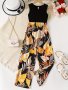 2 Pcs Tropical Wide-leg Trousers + Tank Top Set Casual Going Out Girl's Summer Clothes Gift