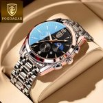 Poedagar Men's Quartz Watch Luminous Calendar Stainless Steel Watch For Men Ideal Choice For Gifts