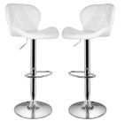 Padded Bar Stools / Kitchen Chairs - Set Of 2 White Colour