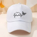 White Butterfly Heartbeat Baseball Cap Simple Unisex Sports Hat Sun Protection Outdoor Adjustable Cap