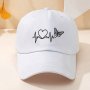 White Butterfly Heartbeat Baseball Cap Simple Unisex Sports Hat Sun Protection Outdoor Adjustable Cap