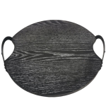 Black Wooden Tray With Black Metal Handle SGN2690