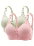 2PCS Seamless Solid Tassel Decor Wireless Tank Bra Sexy Comfy Push Up Bra Women's Lingerie & Underwear