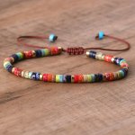 1PC Colorful MINI Natural Stone Beads Beaded Bracelet Vintage Boho Style Hand String Jewelry Adjustable