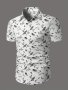 Leaf Random Print Men's Daily Casual Short Sleeve Button Up Shirt For Summer Resort Vacation