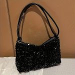 Sequined Shoulder Bag For Women Trendy Casual Small Square Handbag Versatile Evening Purse With Shoulder Strap
