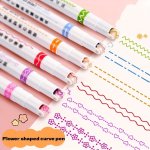 6PCS Flower Shaped Contour Pens Of Different Fines Lines With Different Curve Shapes Pens Stationery For Taking Notes Marking Co