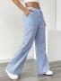 Pinstriped Fake Drawstring Wide Leg Pants Casual High Waist Daily Wear Versatile Pants For Spring & Summer Women's Clothing