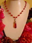 Coral Red Link Necklace With Red Point