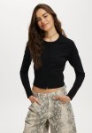 Cotton On Everfine Knit Crew Cardigan - Black