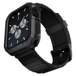 Silicone Watchband + Watch Case Set For Apple Watch Series 7 45MM Black