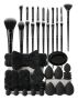 24 Piece Beauty Tool Set With 20 Makeup Brushes - Black