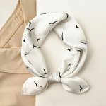 69.85CM Seagull Print Square Scarf Simulated Silk Thin Smooth Neck Scarf Elegant Style Sunscreen Headscarf For Women