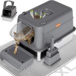 Citylife Stainless Steel Cat Litter Box With Lid XL Extra Large Enclosed Removable Metal Litter Box With Litter Scoop&double Lay