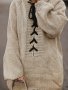 Solid Lace Up Drawstring Hooded Sweater Casual Long Sleeve Loose Sweater For Fall & Winter Women's Clothing