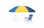 160GM Naval Pattern Beach Umbrella 7-LEVEL Steel Recliner & Cup Holder