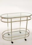 Metal Trolley 2 Tier Oval Silver 80X90X48CM