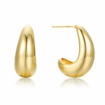 Chunky Gold Hoop Earrings For Women Dainty Hypoallergenic Sterling Silver Post 14K Real Gold Plated Thick Teardrop Hoop Earrings