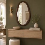 Irregular Oval Wood Mirror - Natural