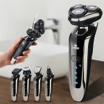 Rechargeable Full Body Washable Electric Shaver For Men With Nose And Sideburn Trimmers Plus Facial Cleansing Brush And Barber H