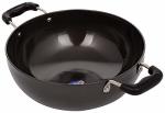 Satre Online And Marketing Hindalco Aluminium Kadai Size NO-12 Frying Pan Thickness 3 Mm Color-black
