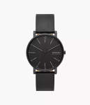 Skagen Signatur Three-hand Black Leather Men's Watch SKW6902