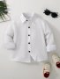 Boys Solid Long Sleeve Gentleman Shirt For Spring And Autumn Soft And Comfy Boy Tops