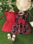 2PCS Baby's Bowknot Decor Ribbed Cap Sleeve Dress Solid Color & Butterfly Pattern Dress Infant & Toddler Girl's Clothing For Summer Daily Wear/holiday/party As Gift