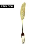Goldair Gold Cake Fork Pack Of 6 - Feather