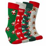 Hsell Mens Fun Patterned Dress Socks Funny Novelty Crazy Design Cotton Socks Gift For Men 4 Pairs - Christmas