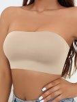 Solid Seamless Strapless Wireless Bandeau Sexy Comfy Push Up Bra Women's Lingerie & Underwear