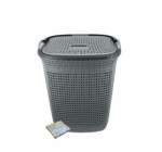 Smte Two Tone Mesh Weave Laundry Basket & Complementary Smte Pegs Pack Grey With Keychain
