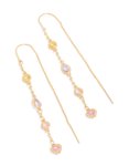 Goldair Gold Plated Pink Yellow & Purple Cubic Zirconia Threader Earrings