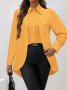 Solid Color Button Front Shirt Elegant Long Sleeve Shirt For Spring & Fall Women's Clothing