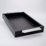 Rectangular Wooden Serving Tray With Metal Handles - Black