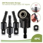 3PCS 4PCS Impact Drill Bit Extension 105 Right Angle Drill Adaptor 360 Rotatable 2.54 10.16CM 7.62 20.32CM 2.54 5.08CM Impact Gr