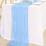 Elegant Light Blue Gauze Table Runner - 88.9CM X 299.72CM Sheer Pleated Design For Wedding Reception Bridal Shower & Party Decor