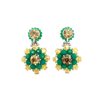 African Chic Paradise Beaded Earrings - Green Yellow